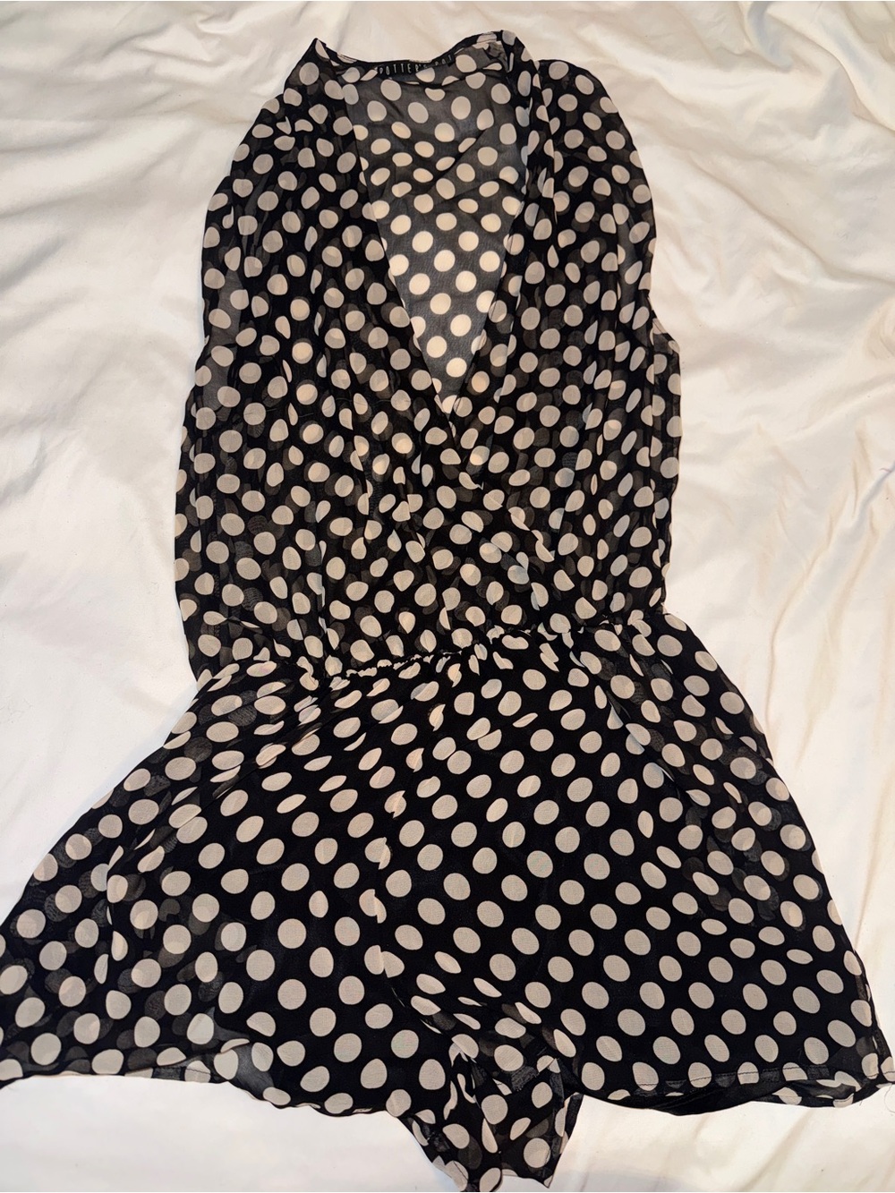 Potter's Pot Black and White Polka Dot Sleeveless Bodysuit